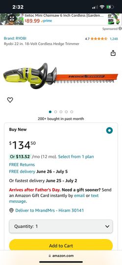 Ryobi 22 in. 18-Volt Cordless Hedge Trimmer