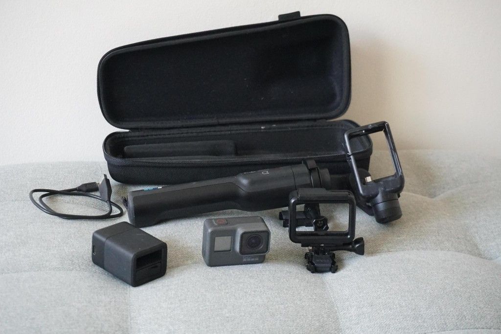 GoPro Hero 6 Black Plus GoPro Official Gimbal, Battery Charger, Mount, Case Bundle