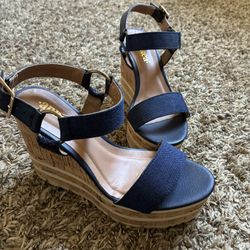 Andrea Navy Blue Wedges 6.5