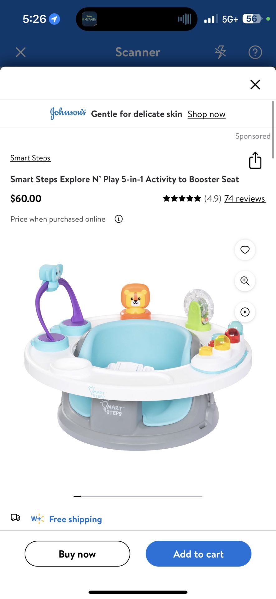 Smart Steps Explore N’ Play 5-in-1 Activity to Booster Seat - Blue Safari Funi