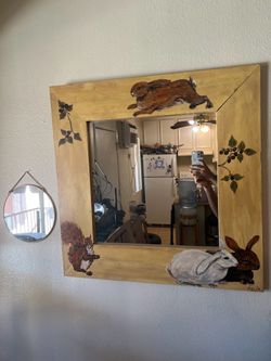 Wooden Hand Painted Wall Mirror
