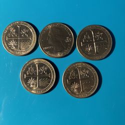 Five  2019 San Antonio Mission Quarters 