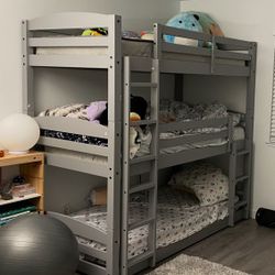 Triple Bunk Bed Wooden (can convert to twin or single beds)