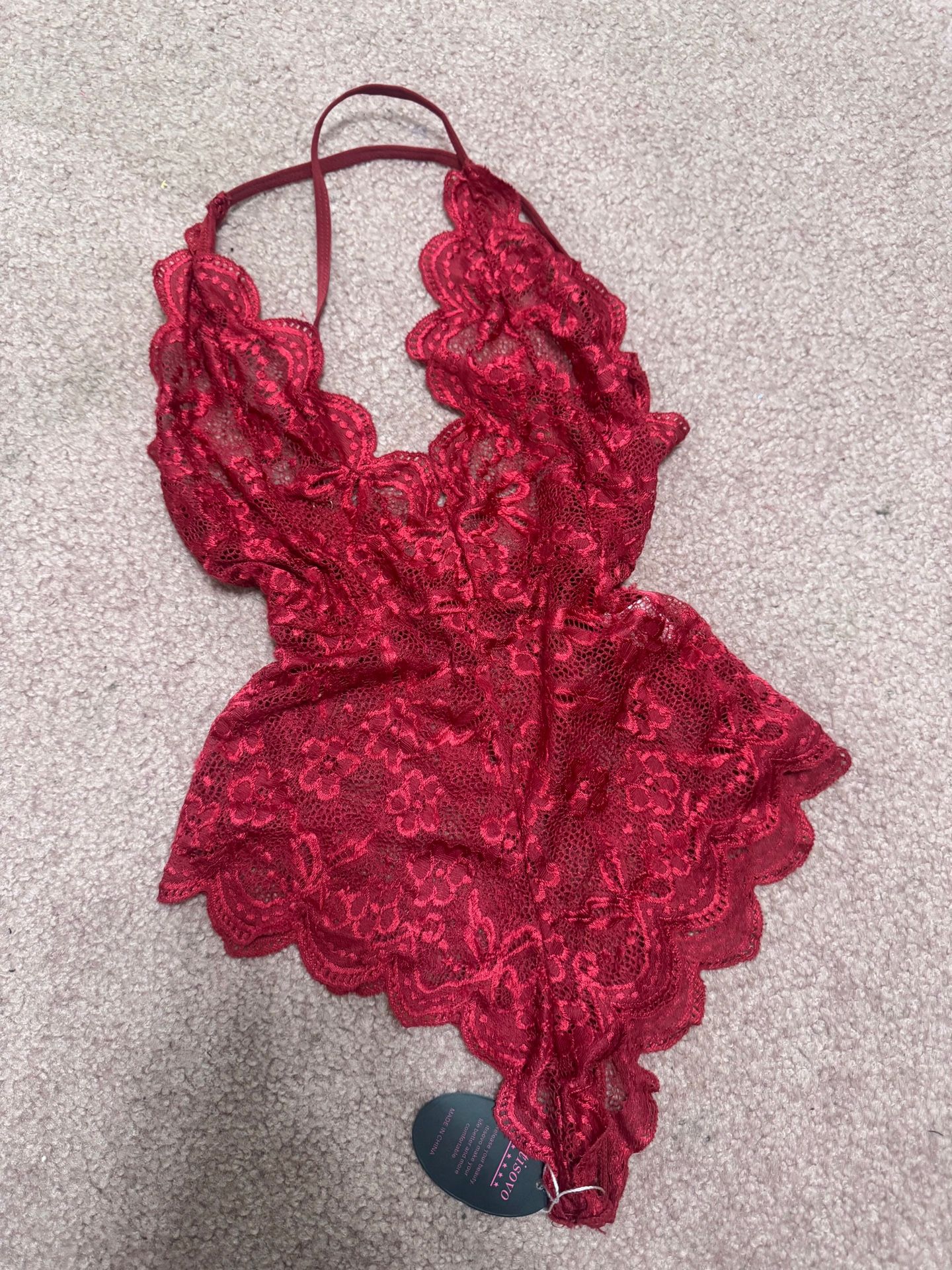 New Small Red Lace Bodysuit Lingerie