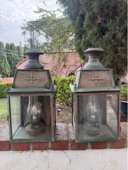 Pair of Spanish Antique Lantern Sconce Lights