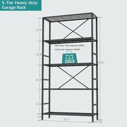 🔥 5-Tier Heavy Duty Garage Shelving Unit,Standing Storage Shelf,Metal Wire Rack Shelf Suitable for Laundry Rooms,Bathrooms,Kitchen Storage Rooms