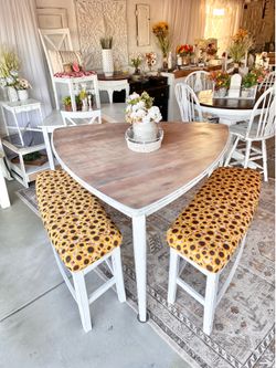 Tall Kitchen Table + 3 Benches