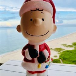 Charlie Brown Peanuts Santa Christmas Blow Mold 22”