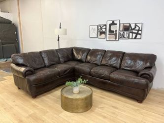 Ashley 2-Piece Leather Sectional Couch with Nailhead Trim