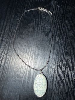 NEW White Mosaic Oval Pendant Necklace - Women Jewelry