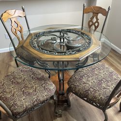 Round Dining Table  with Metal Accents