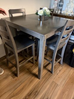 Gray Counter Height Dining Table with 4 Chairs