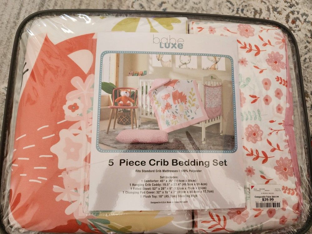 5 piece CRIB BEDDING SET
