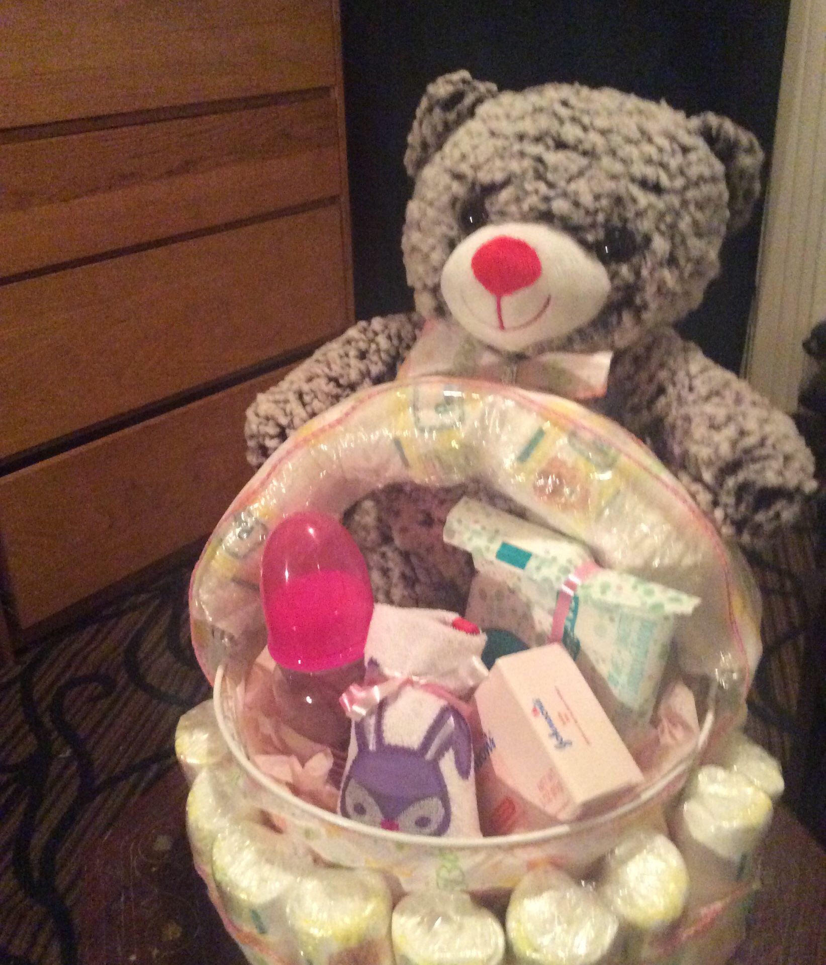 Teddy Bear Diaper Basket for a girl