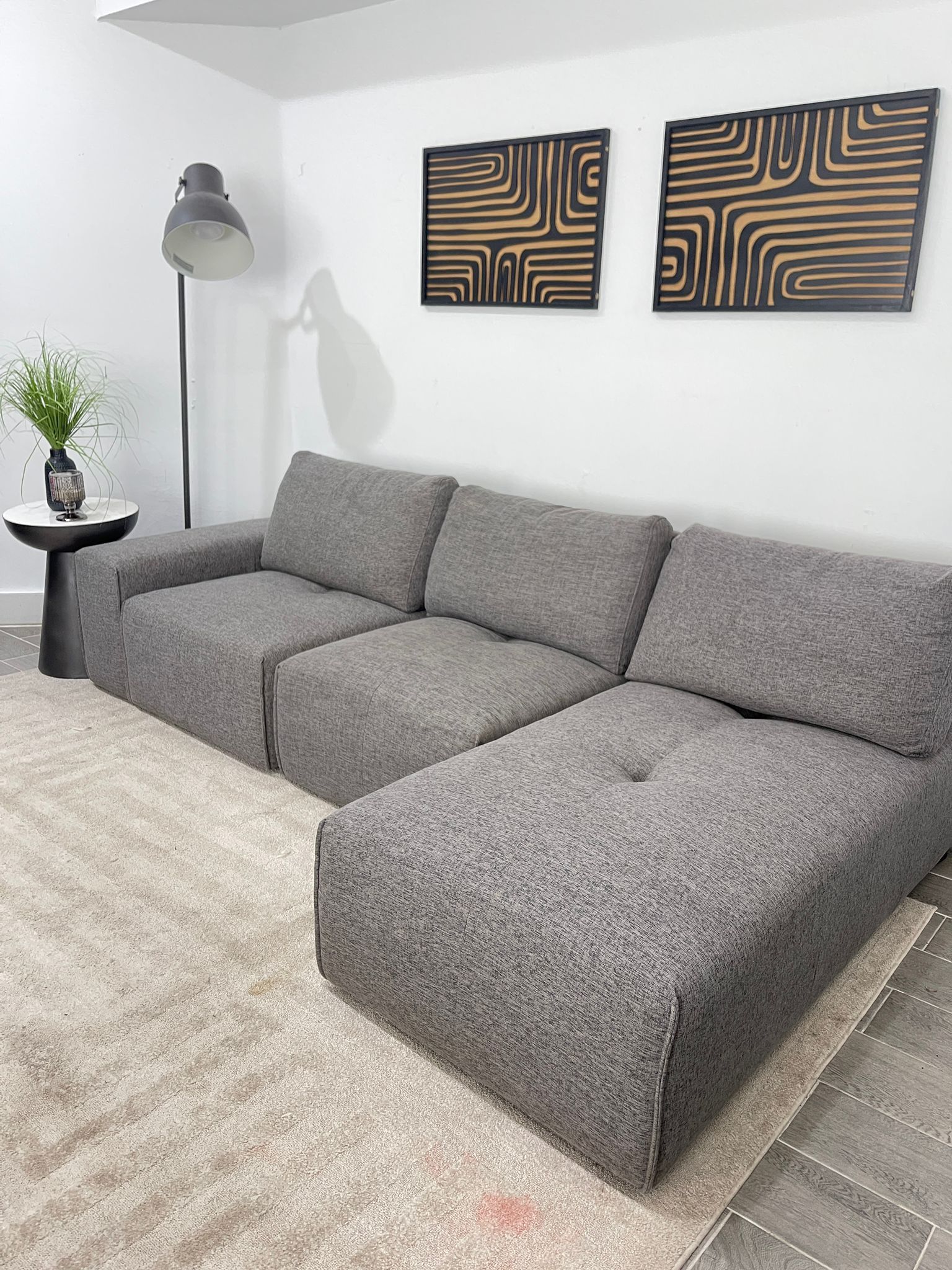Sectional Gray Fabric Laney Park Modular Sofá Rooms To Go FREE DELIVERY