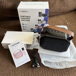 Karaoke machine for children and adults, mini portable Bluetooth speaker with 2 wireless microphones, LED lights for TV, gifts for children for girls,