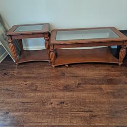 Coffee  Table and end table With glass  65.00 