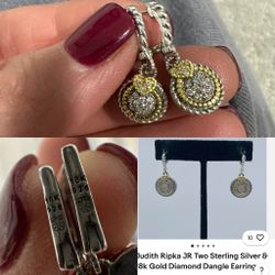 Judith Ripka Designer Earrings And Necklace 