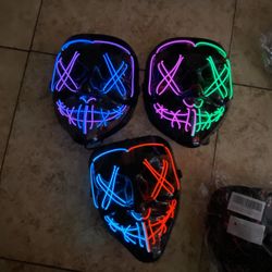 Mix Colored Mask Brand New Led Lights Halloween Costume