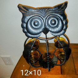 Tin Metal Owl Tea Light Candle Holder.