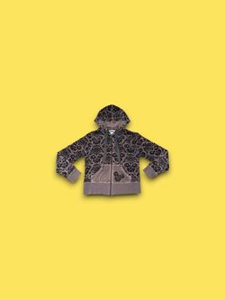 Disney Parks Authentic Original Mickey Mouse Velour Damask Full-Zip Hoodie Small