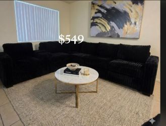 XL sectional sofa black Fur-Like Jumbo Corduroy