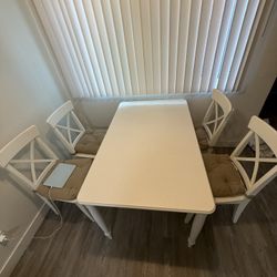 Dining Set – Table + 4 Chairs (White)