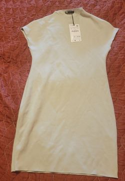 NEW Zara Knit Cap-Sleeve Mock Neck Mini Dress – Size Large (L)