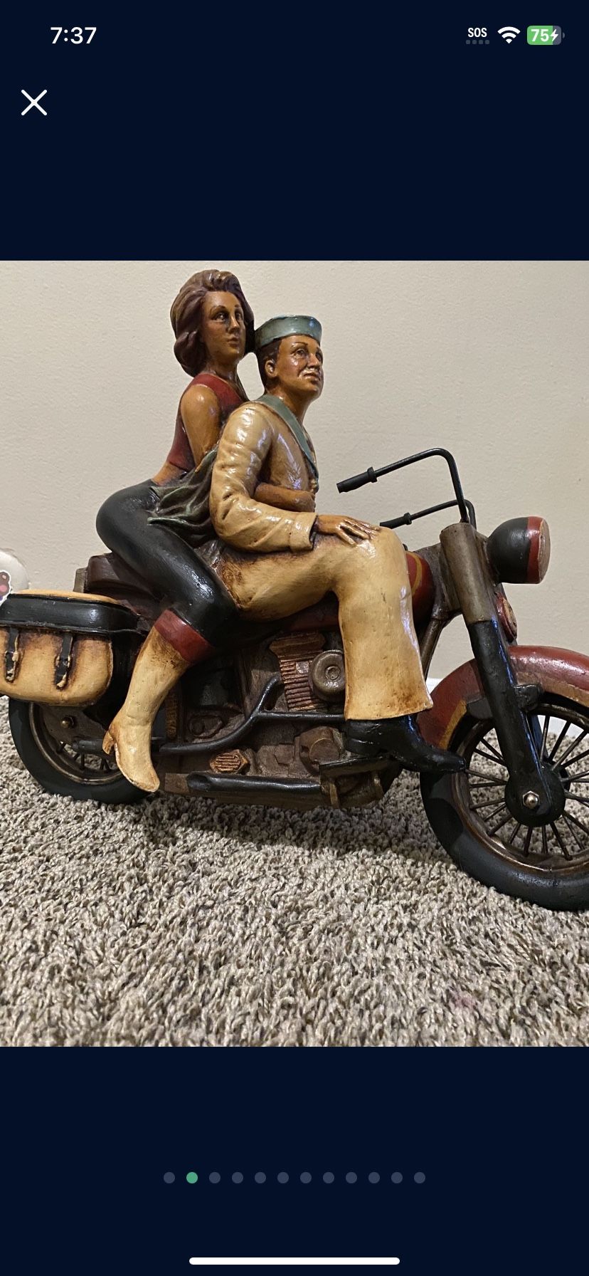 Harley Davidson Motorcycle Resin measures approximately 21"L x 14.5"H x 9.25"W