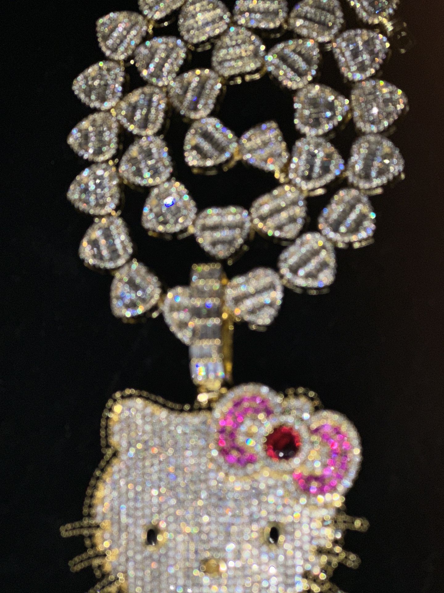 18 k Gold Plated Hello Kitty Pendant & Heart chain 