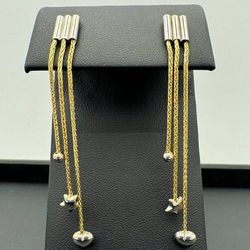 14k solid two tone gold drop dangle heart star earrings