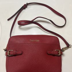 Calvin Klein Red Crossbody Bag with Gold Accents