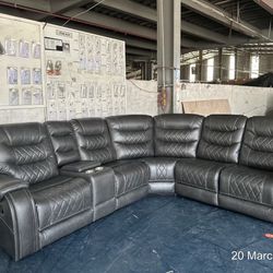 Grey leather sectional (BRAND NEW)