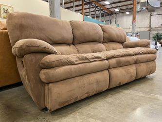 Light Brown Microsuede Manual Recliner 3 Seat Sofa