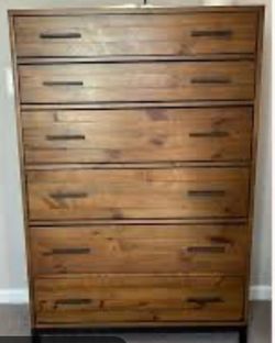 Macy's Gatlin Solid Wood 6-Drawer Tall Chest Dresser