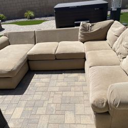 Down Filled Sectional Couch With Chaise Lounge 