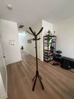 Dark Wood Freestanding Coat Rack