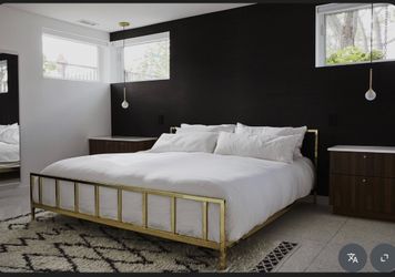 CB2 Mermelada Estudio Alchemy Gold Queen Bed Frame with Casper mattress $250