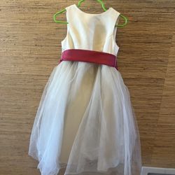 David’s Bridal White and Pink Girls' Dress