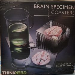 Glass Coasters | "Brain Specimen" Anatomy-Themed Decor | ThinkGeek