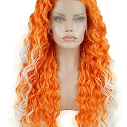 Orange White Full Wig