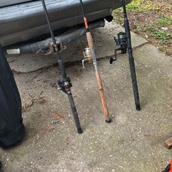 3 Fishing Poles And Reels