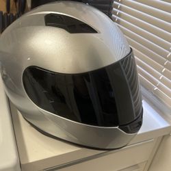Silver Motorcycle Helmet