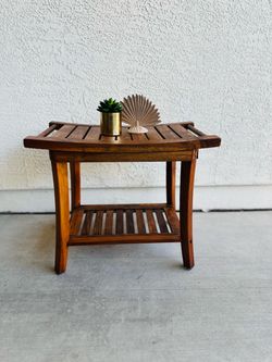 Teak Wood Bench with Bottom Shelf
