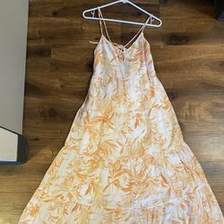 Brand new woman’s Abercrombie & Fitch brand orange floral tiered maxi dress up for sale 
