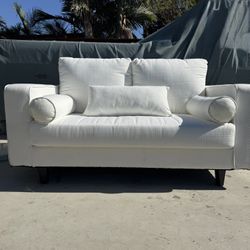 White linen loveseat