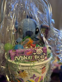 Stitch Easter Basket Blue Plushy