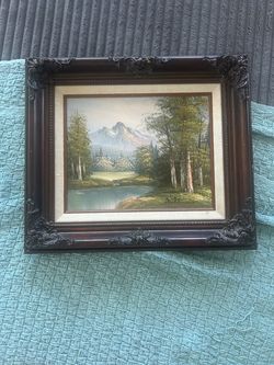 Mid century oil paint with certificate of authenticity