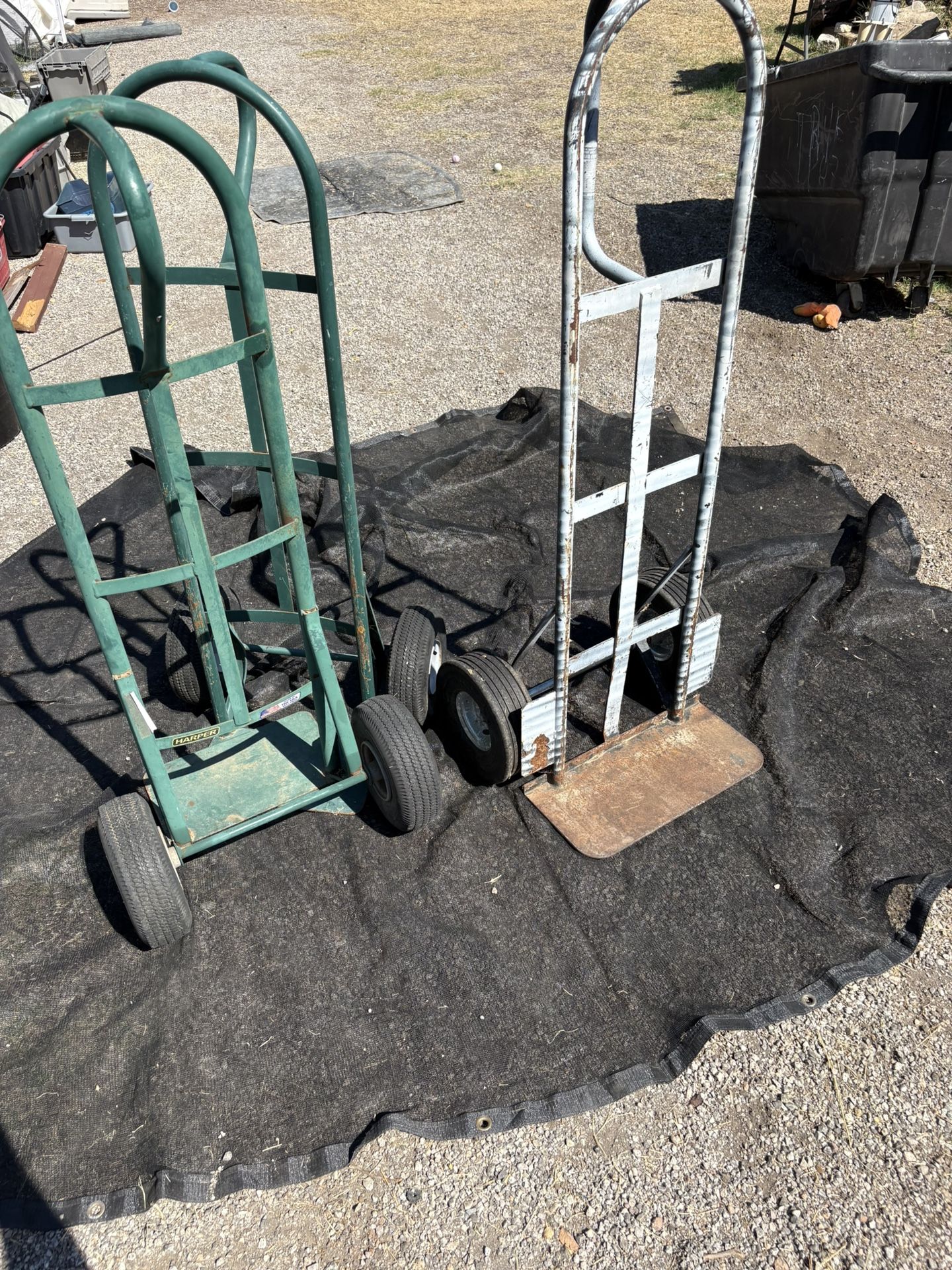Two Hand Trucks Left. Green Ones.
