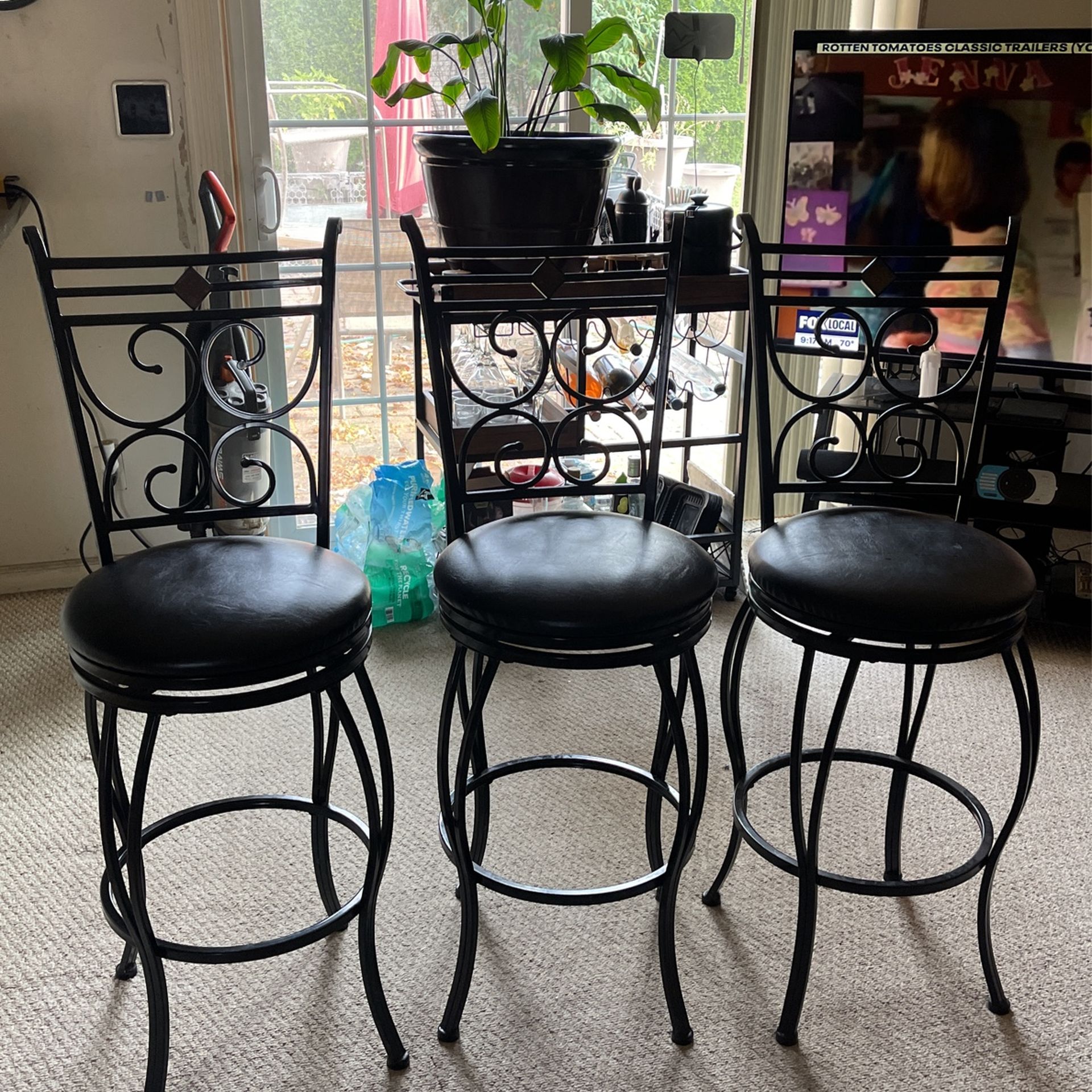 3 Black Bar Stools